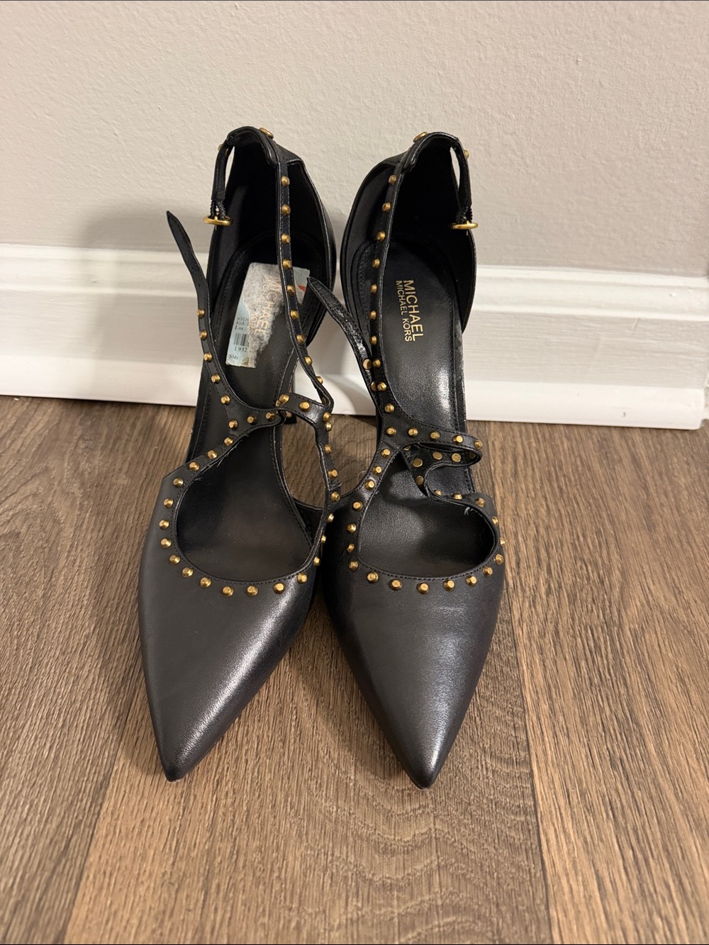 Cute Michael Kors Black Heels with Gold Studs